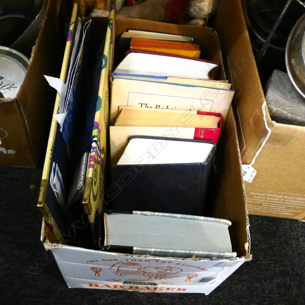 BOX OLD BOOKS & FOLDER OF MAPS Image 1++