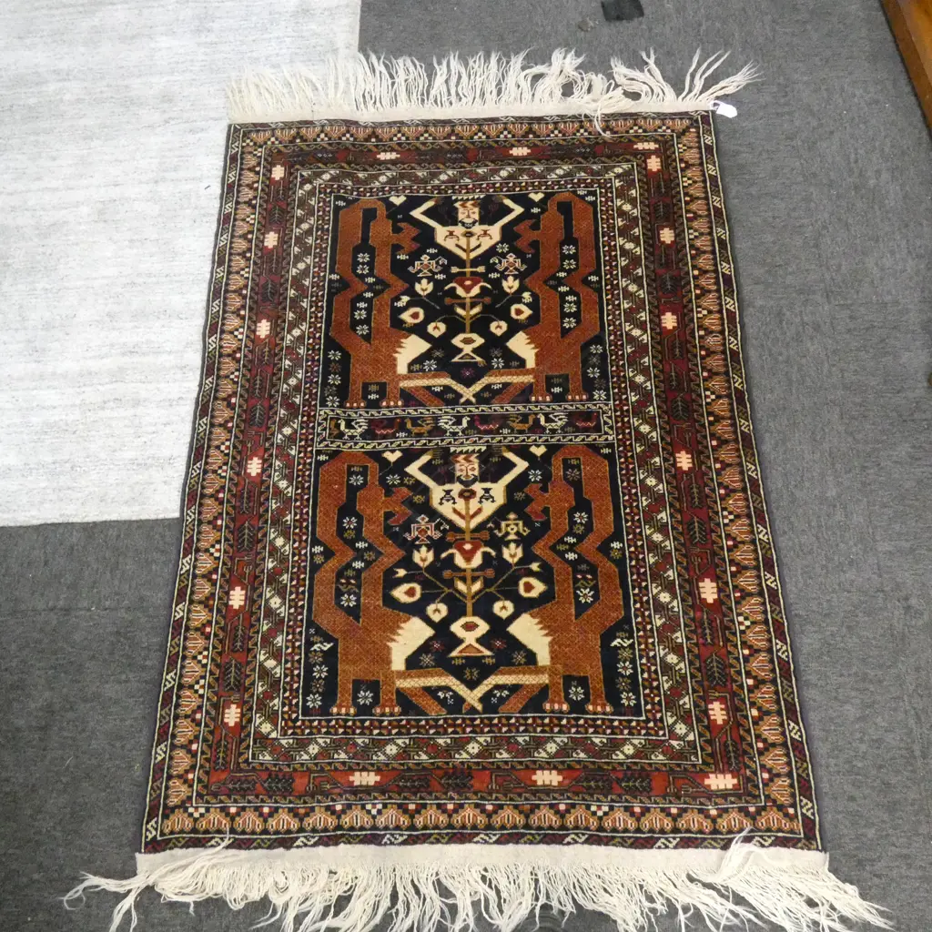 HAND KNOTTED PERSIAN WOOL FRINGED RUG 960 X 1560MM Image 1++