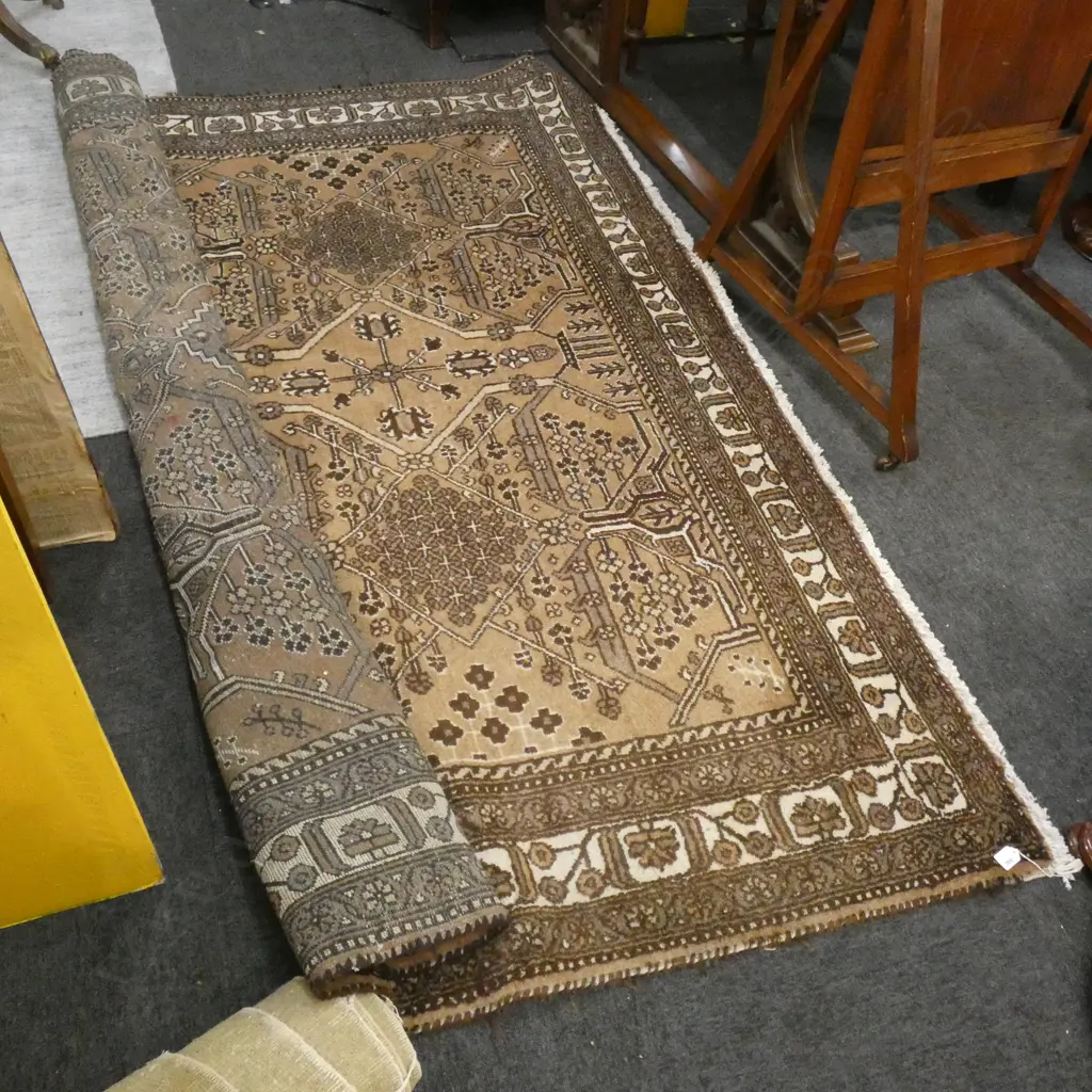 HAND KNOTTED BROWN WOOL PILE RUG... Image 1++