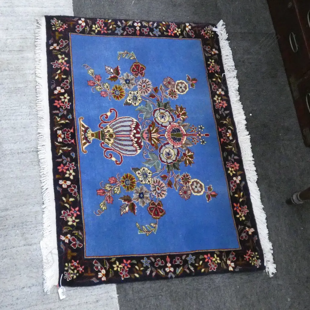 #221G PERSIAN KASHAN HAND KNOTTED RUG 99 X 70 CM Image 1++