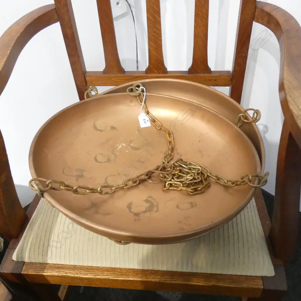 PR COPPER HANGING TRAYS 415mm dia Image 1++