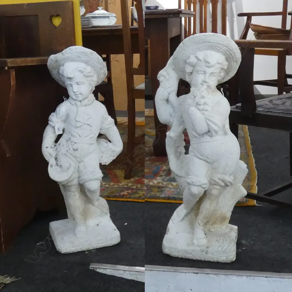 4 RECONSTITUTED MARBLE GARDEN STATUES; BOY DEPICTING THE 4 SEASONS H.700mm Image 1++