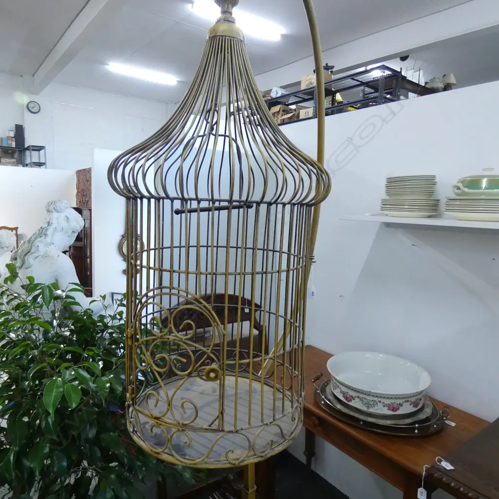 YELLOW METAL SUSPENDED BIRD CAGE H.2035mm Image 1++
