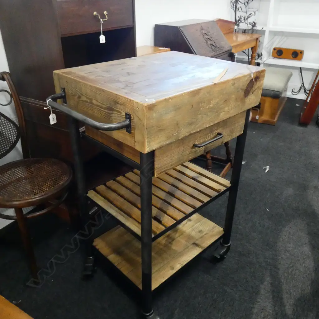 BUTCHER BLOCK KITCHEN COUNTER 640x500x1000mm Image 1++
