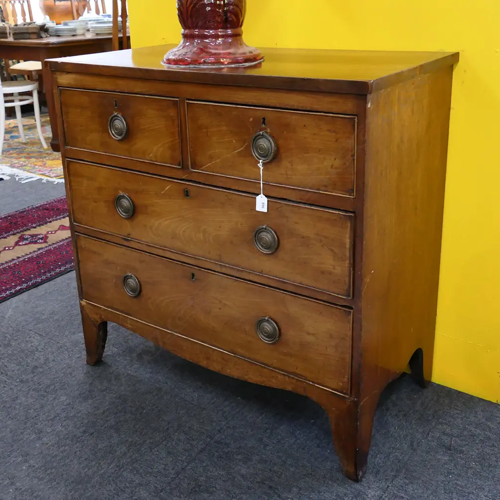 GEORGIAN MAHOGANY FLAT FRONT CHEST OF DRAWERS, 890 x 460 x 870mm Image 1++