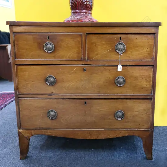 GEORGIAN MAHOGANY FLAT FRONT CHEST OF DRAWERS, 890 x 460 x 870mm