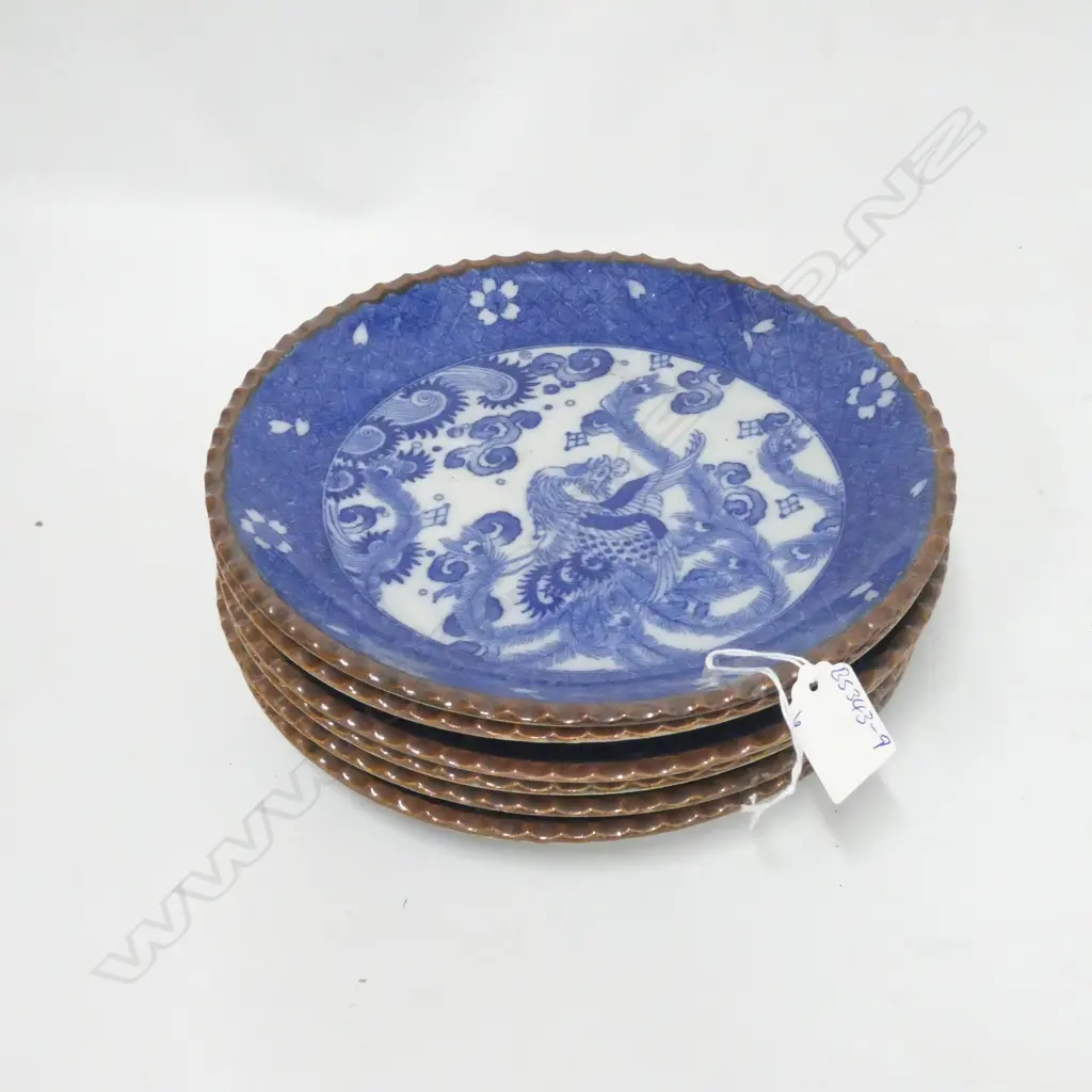 6 IMARI PLATES. STENCIL PRINTED ‘MEIJI INBAN IGE ZARA’ CIRCA 1880 D225mm Image 1++