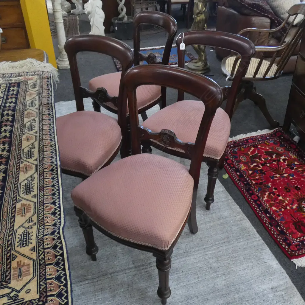 4 VICTORIAN BALLOON BACK CHAIRS Image 1++