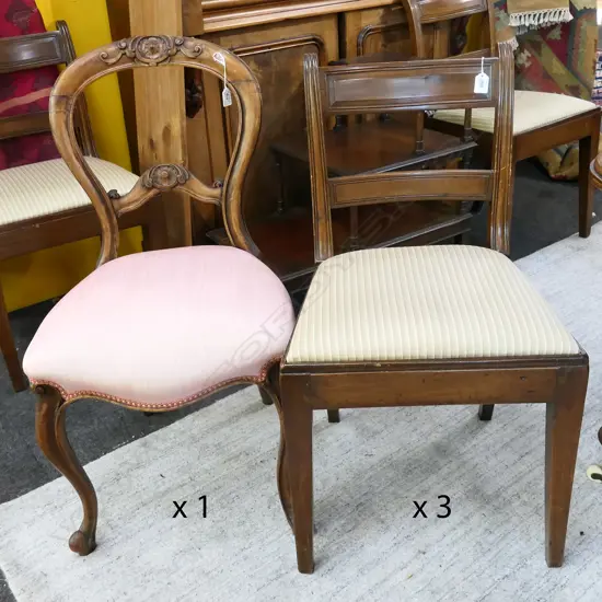 3 VICTORIAN BAR BACK CHAIRS & ONE BALLOON BACK