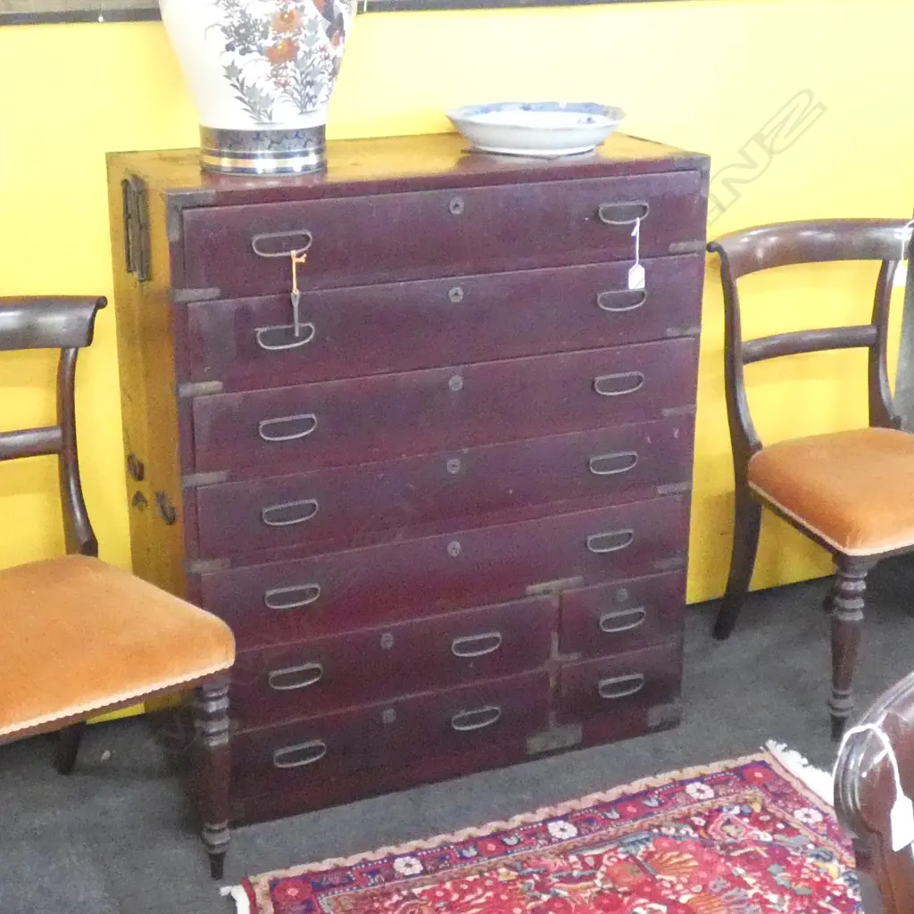 KYOTO 60’S RED LACQUERED CEDAR KIMONO CHEST W/KEY H1025 W895 D402 Image 1++