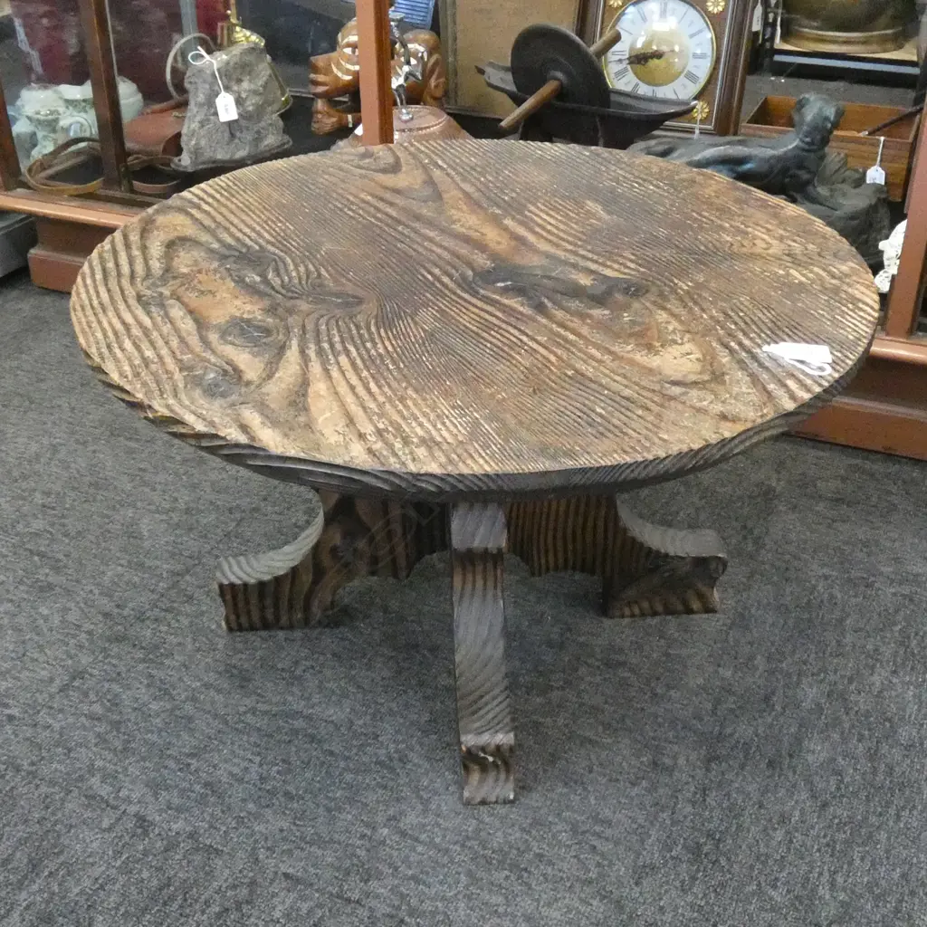 OLD WOODEN COFFEE TABLE DIA 600MM Image 1++
