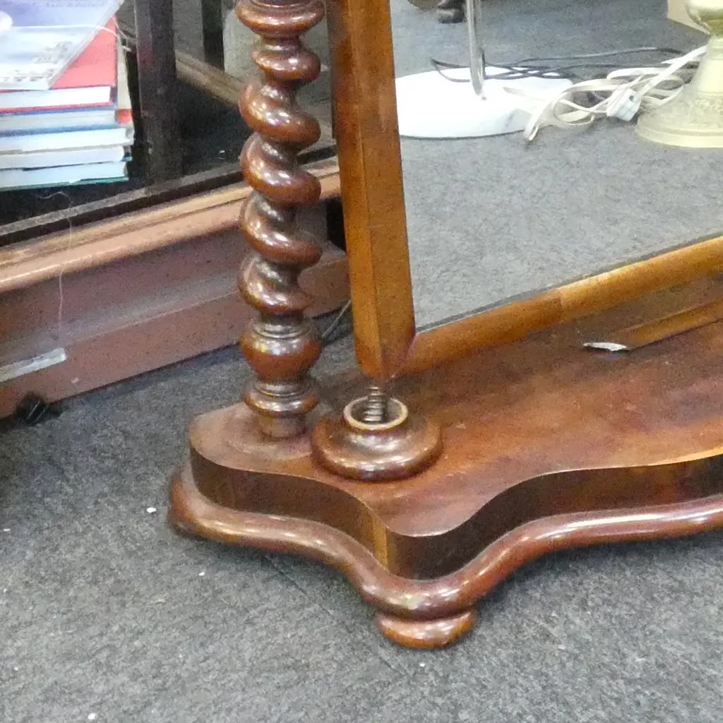 BARLEY TWIST WOODEN CHEVAL DRESSING TABLE MIRROR 700 X 780MM A/F Image 1++