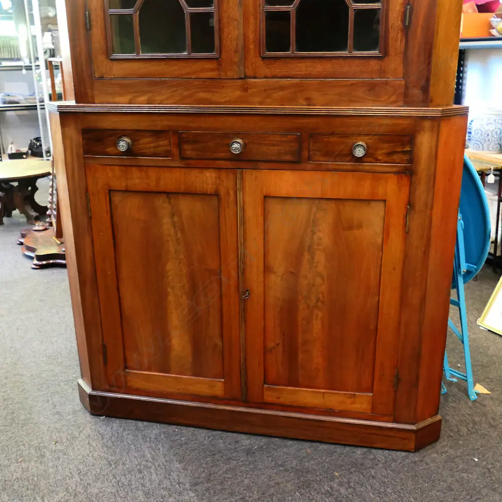 GEORGIAN MAHOGANY CORNER CABINET, 2060 x 530 x 330mm Image 1++