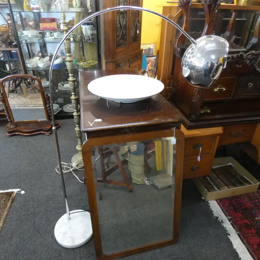 MARBLE AND CHROME ADJUSTABLE FLOOR ARC LAMP Image 1++