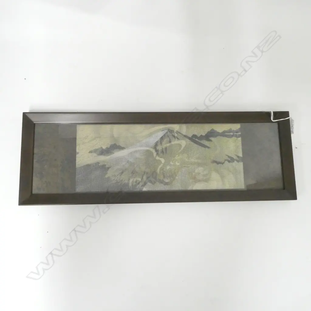 FRAMED LENTICULAR WEAVING ALTERNATING DRAGON AND MOUNTAIN H179 W527mm Image 1++