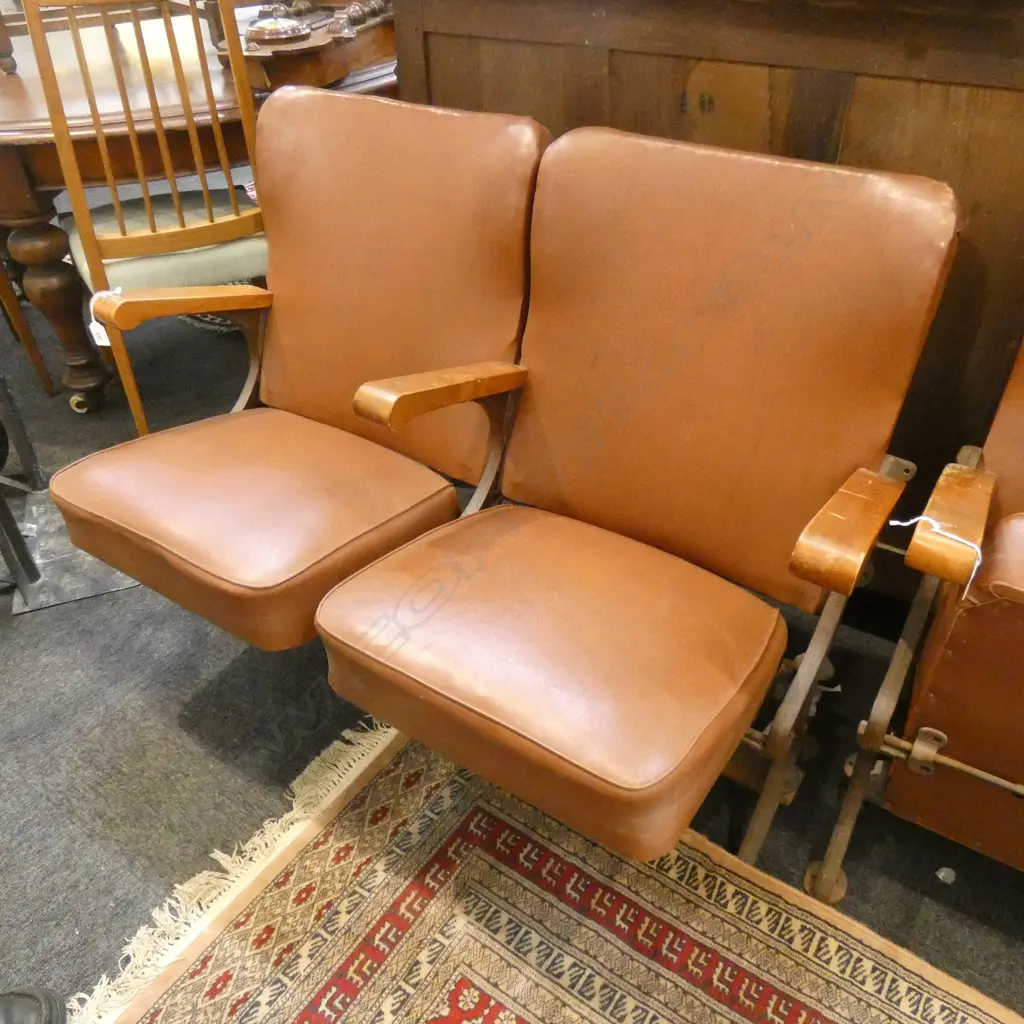 VINTAGE MOVIE CINEMA FOLD DOWN VINYL SEATS W.1075mm... Image 1++