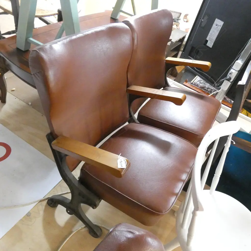 VINTAGE MOVIE CINEMA FOLD DOWN VINYL SEATS W.1075mm... Image 1++