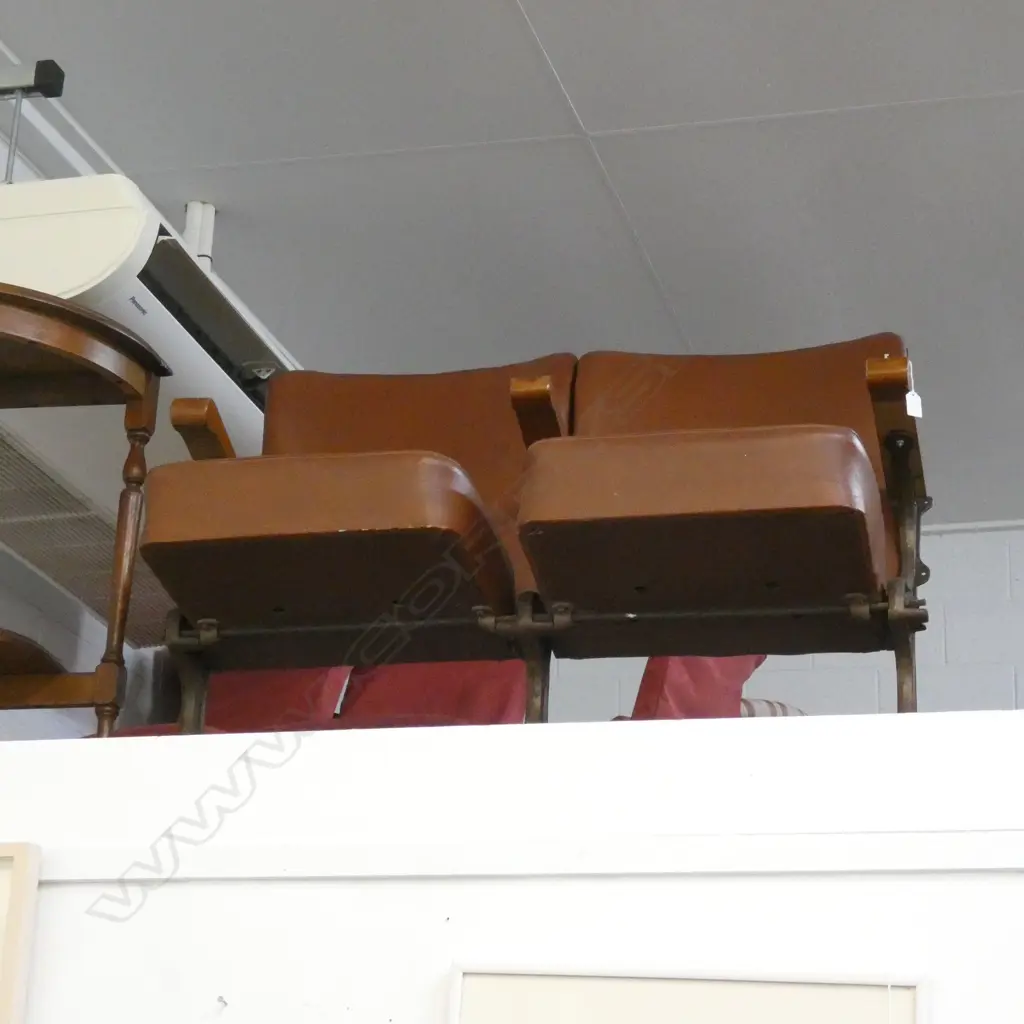VINTAGE MOVIE CINEMA FOLD DOWN VINYL SEATS W.1075mm... Image 1++