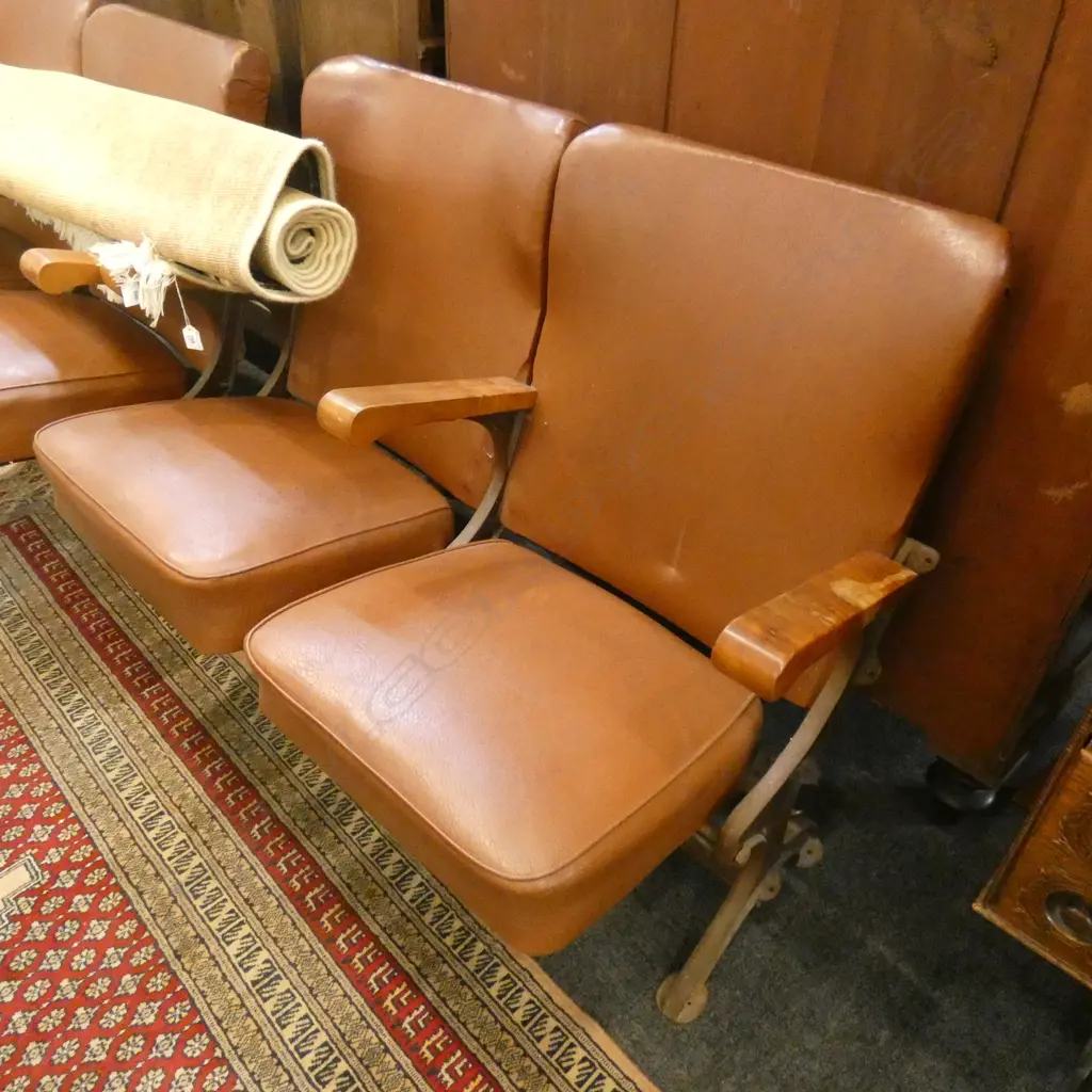 VINTAGE MOVIE CINEMA FOLD DOWN VINYL SEATS W.1075mm... Image 1++