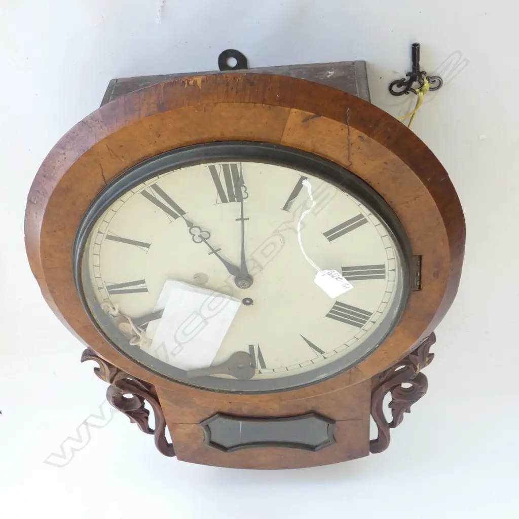 VICTORIAN BURR WALNUT WALL CLOCK Image 1++