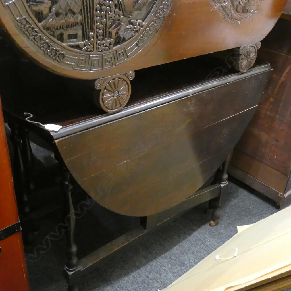 MAHOGANY DROP SIDE TABLE ON CASTORS... Image 1++