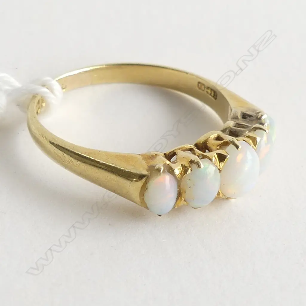 (87) 15CT GOLD ANTIQUE OPAL RING BIRMINGHAM 1898 Image 1++