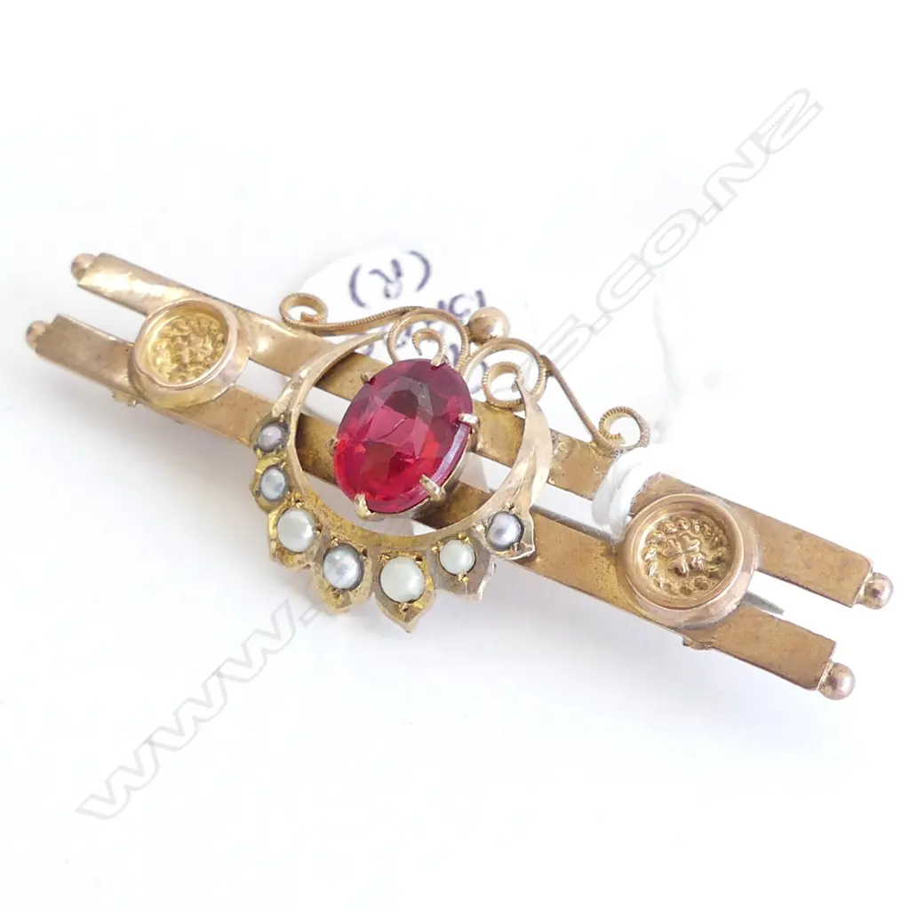 VICTORIAN 9CT GOLD FANCY BAR BROOCH 4.44gms Image 1++