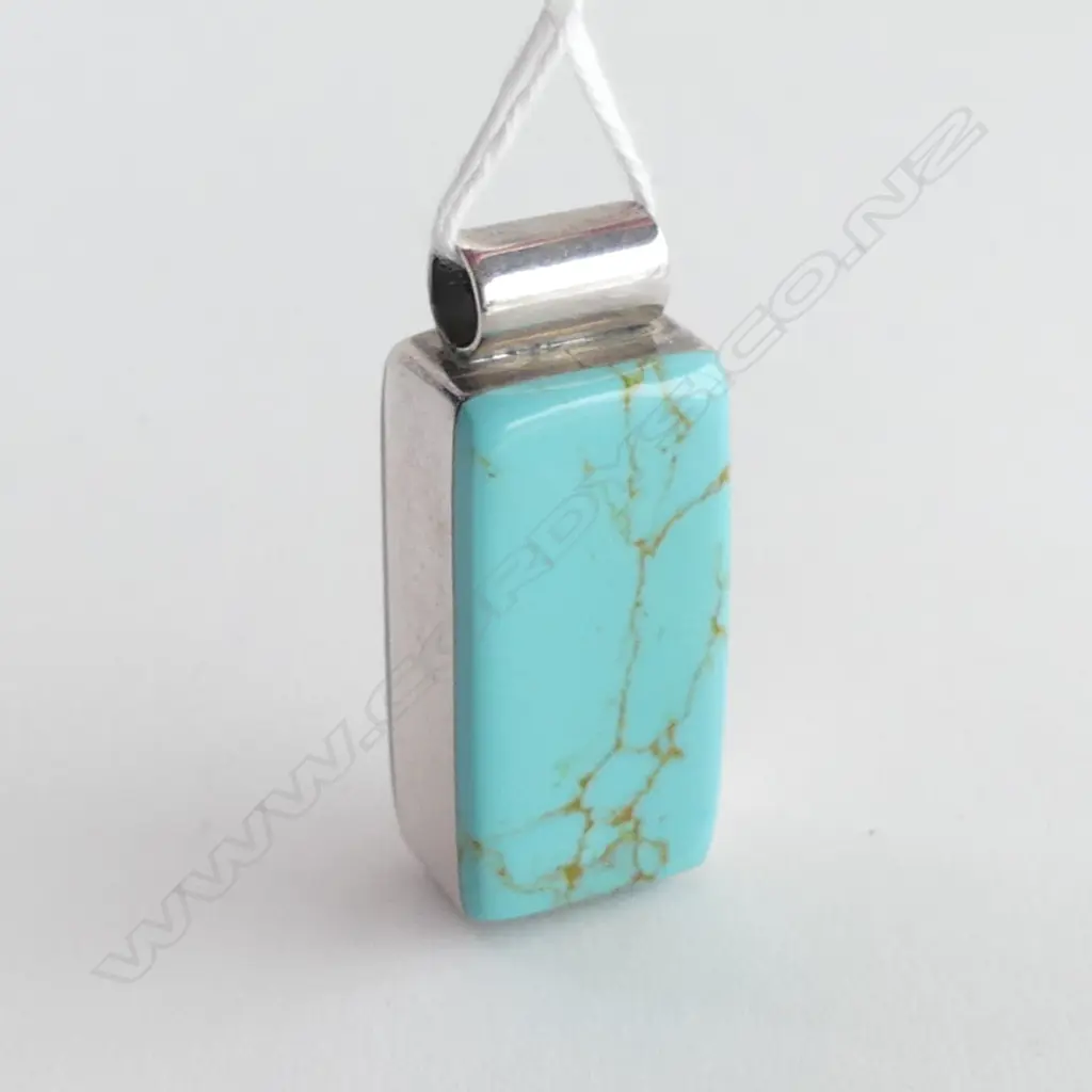 SILVER PENDANT W COLURED STONE PANELS L.38mm Image 1++