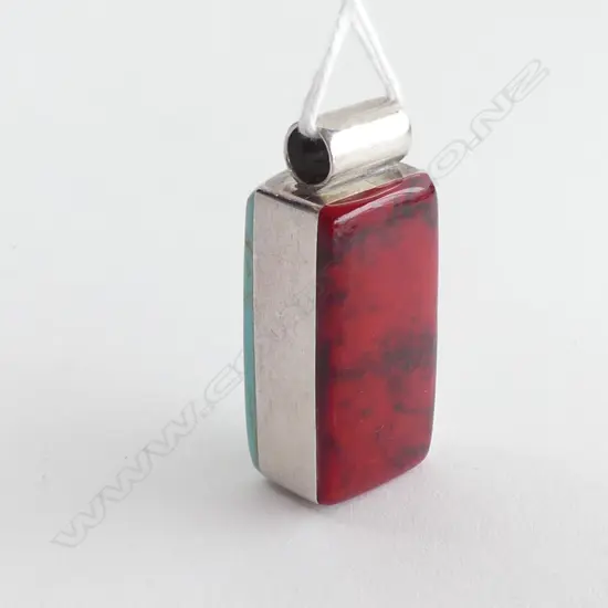 SILVER PENDANT W COLURED STONE PANELS L.38mm