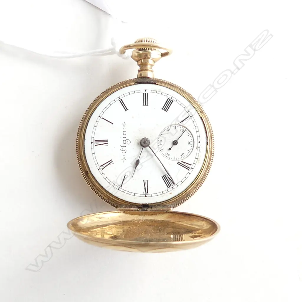 14CT DOUBLE HUNTER ELGIN POCKET WATCH 27.8 GRAMS Image 1++