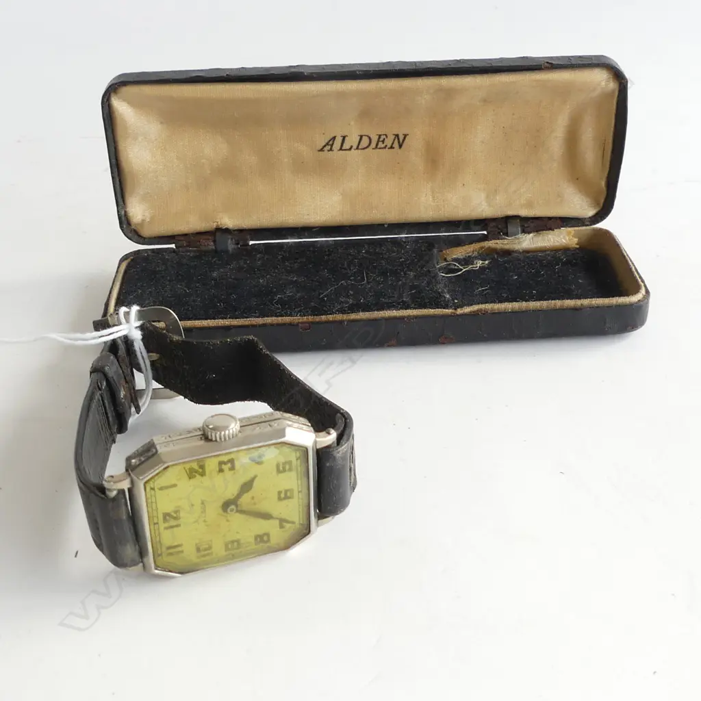 ALDEN 1940'S GENTS WATCH IWC MOVEMENT ORIGINAL BOX Image 1++