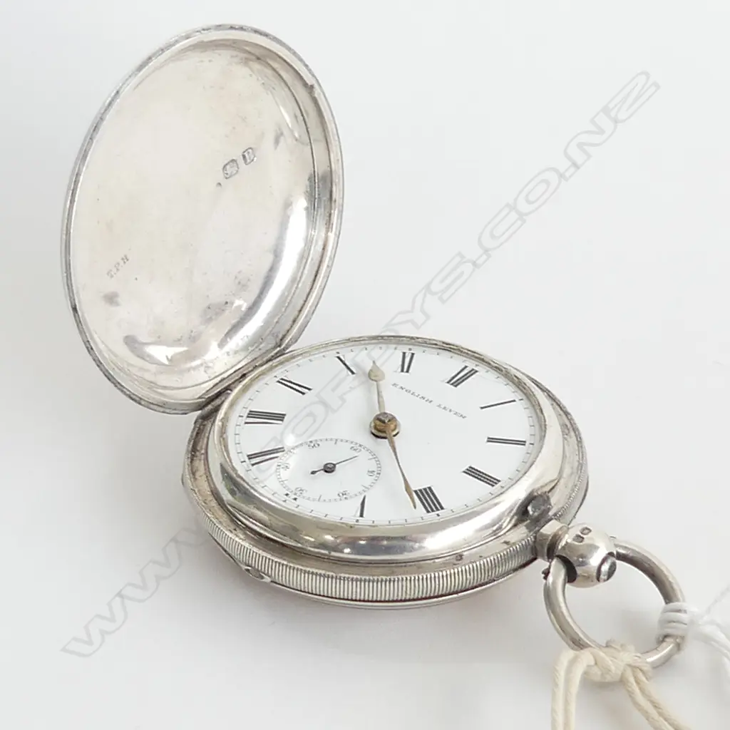 FUSSEE c1880 'JOHN BUROW AUCKLAND' SILVER HUNTER POCKET WATCH RUNNING no glass Image 1++