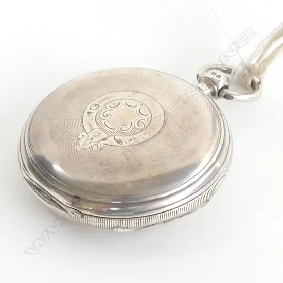 FUSSEE c1880 'JOHN BUROW AUCKLAND' SILVER HUNTER POCKET WATCH RUNNING no glass