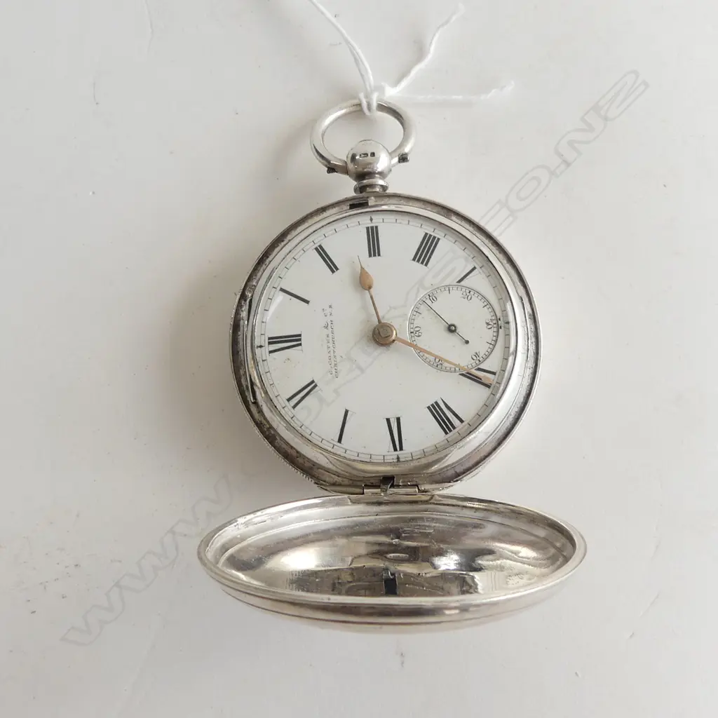 RARE 19THC NZ GEORGE COATES & CO SILVER HUNTER POCKET WATCH dial & movement named Image 1++