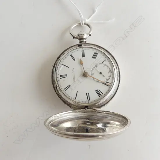 RARE 19THC NZ GEORGE COATES & CO SILVER HUNTER POCKET WATCH dial & movement named