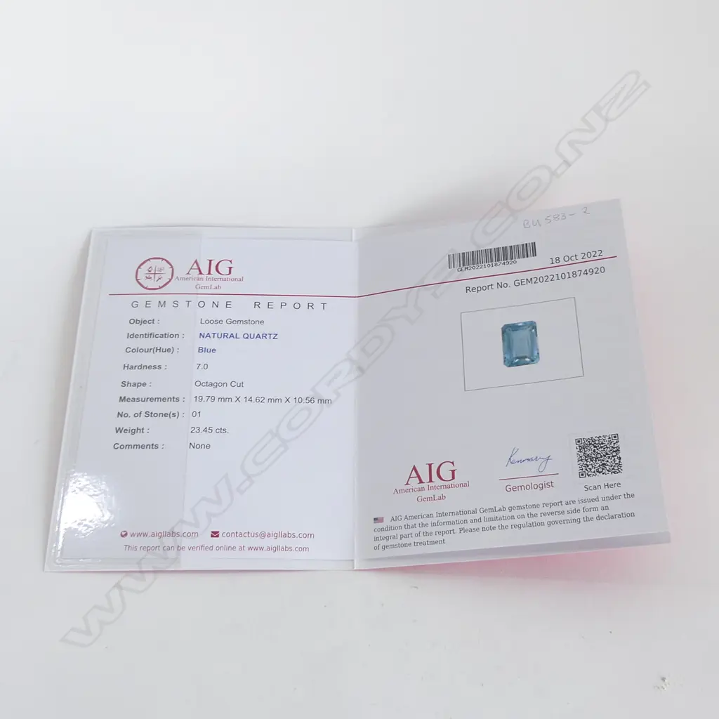 23.45 OCTAGON CUT BLUE QUARTZ Image 1++