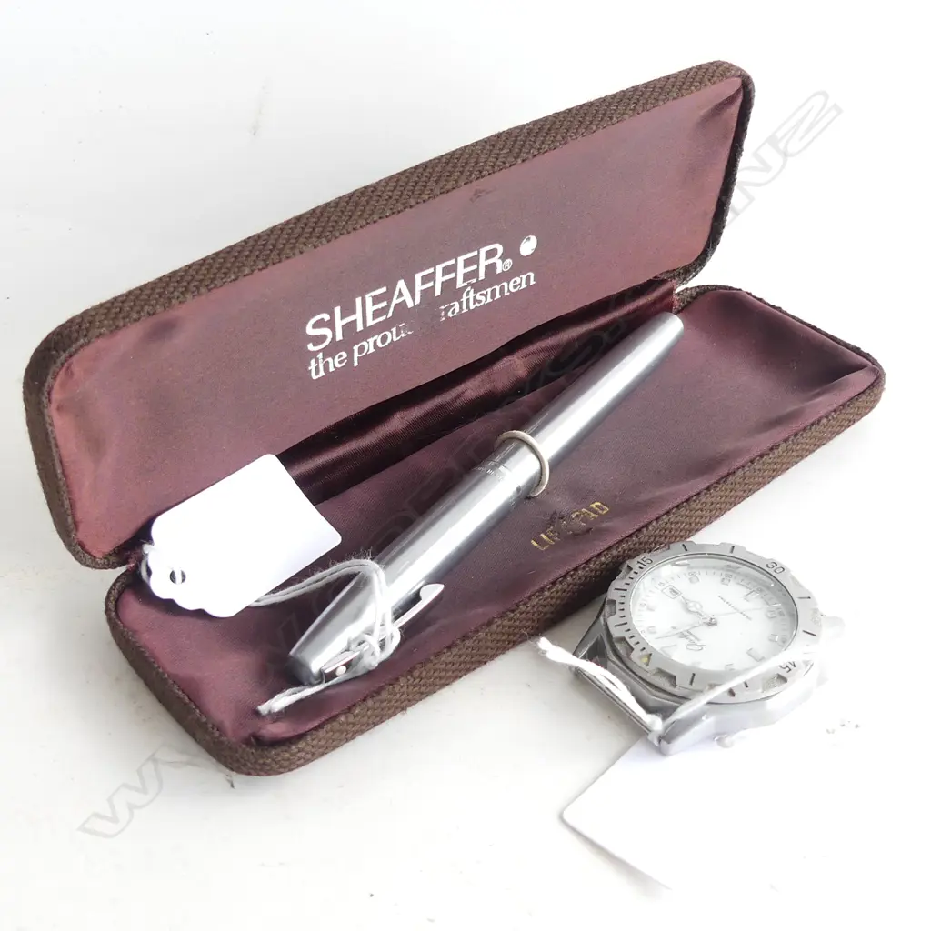 SHEAFFER 440 FOUNTAIN PEN, CASED + GLASHUTTE AUTOMATIC WATCH (NO STRAP / WINDOW BACK) Image 1++