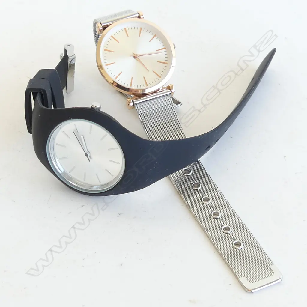 2 MENS WATCHES; 1 BLACK SWATCH STYLE & 1 MESH STRAP Image 1++