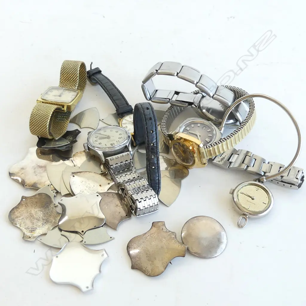 ASST. VINTAGE WATCHES + STG / SILVER METAL SHIELDS  Image 1++