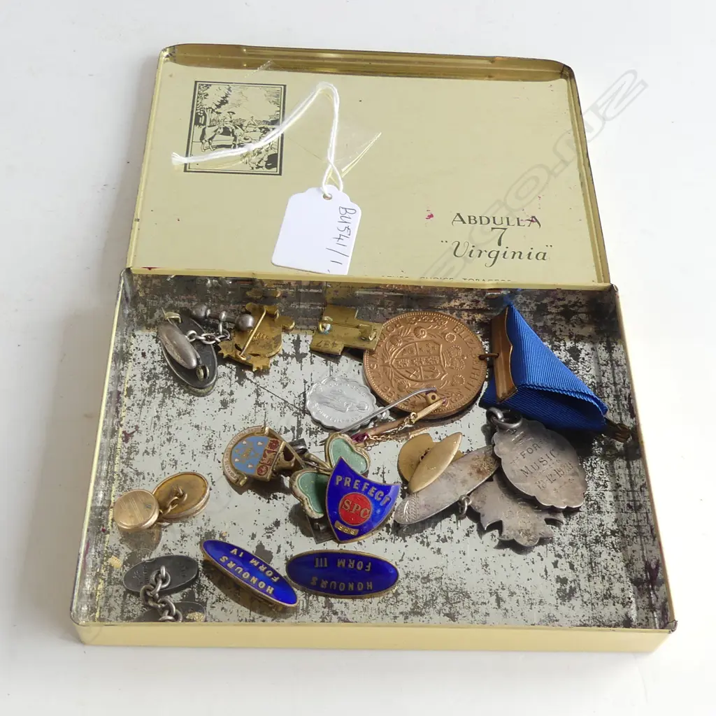 TIN w. ASST. STG & GILT MEDALS ETC Image 1++