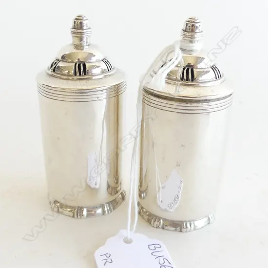 PAIR SILVER PEPPERETTES MARKED HARRODS BIRMINGHAM 1939 74gm 