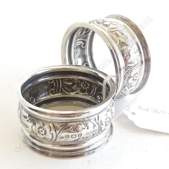 PAIR SILVER NAPKIN RINGS BIRMINGHAM 1912 32gm
