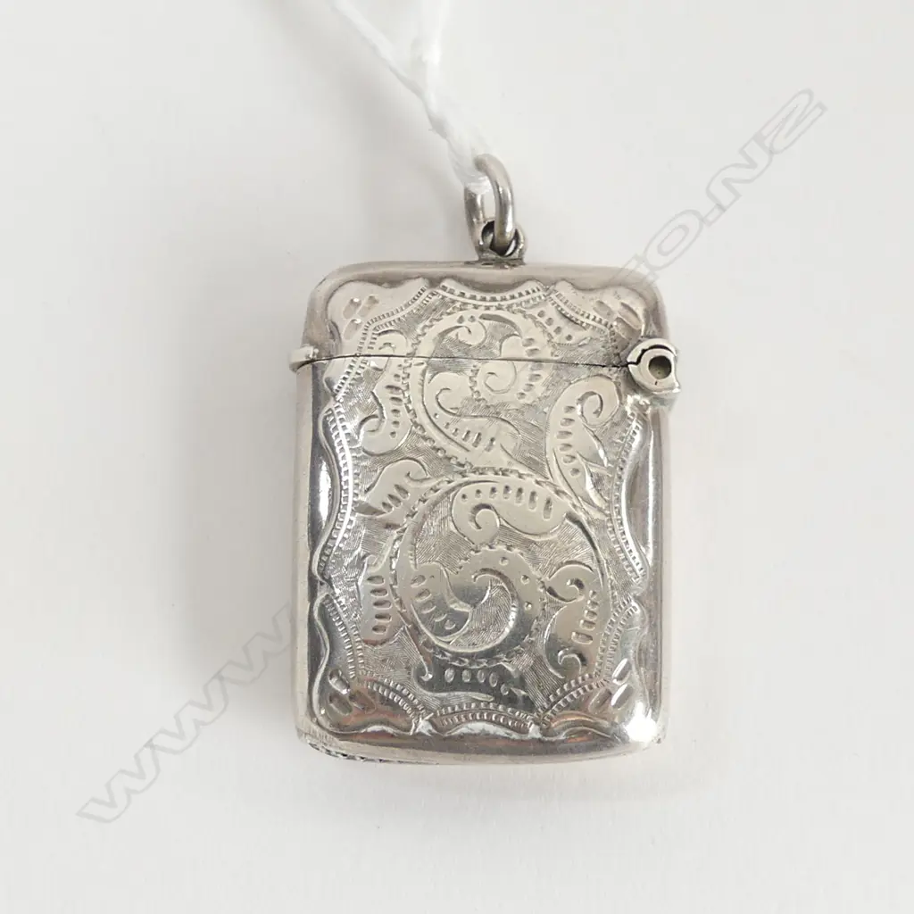 EDW. SILVER ENGRAVED VESTA CHESTER 1903 Image 1++