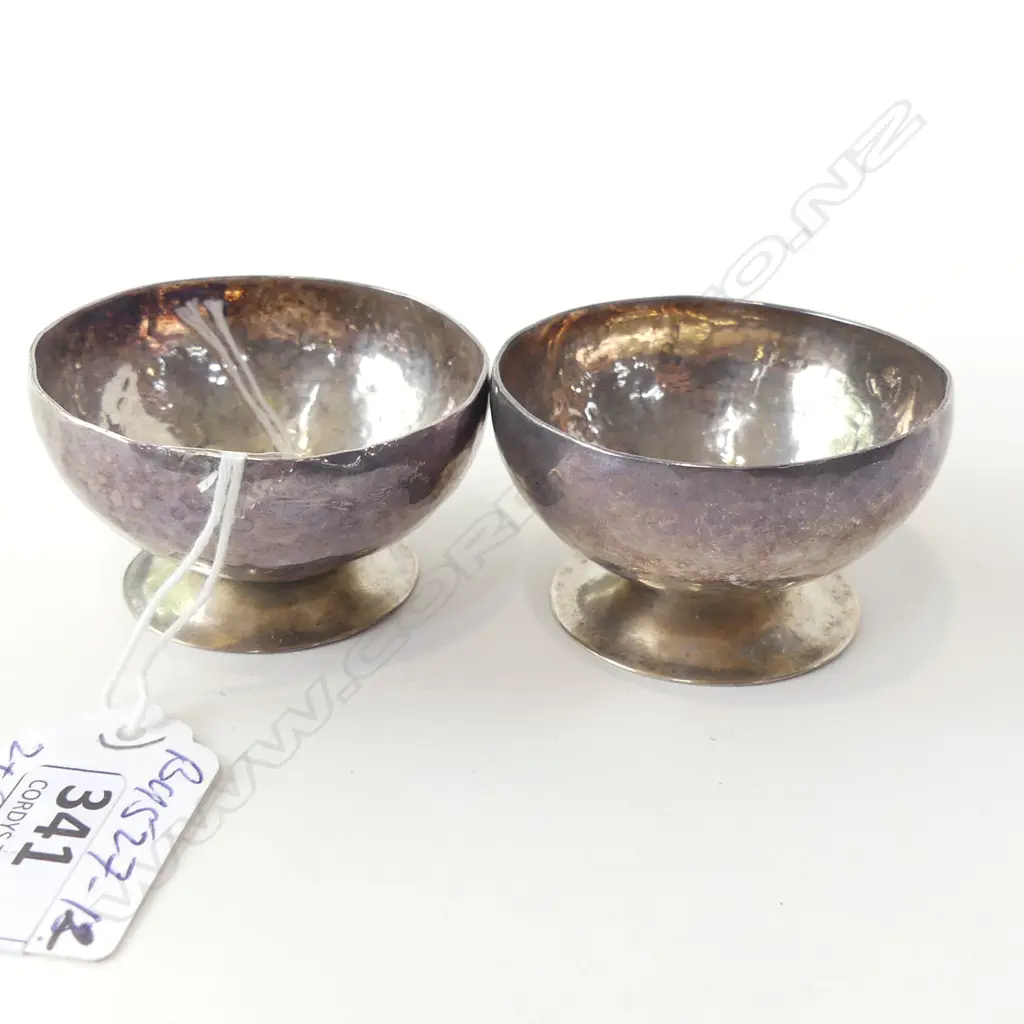 2 PAIRS SALT CELLARS SILVER ? can't see marks Image 1++