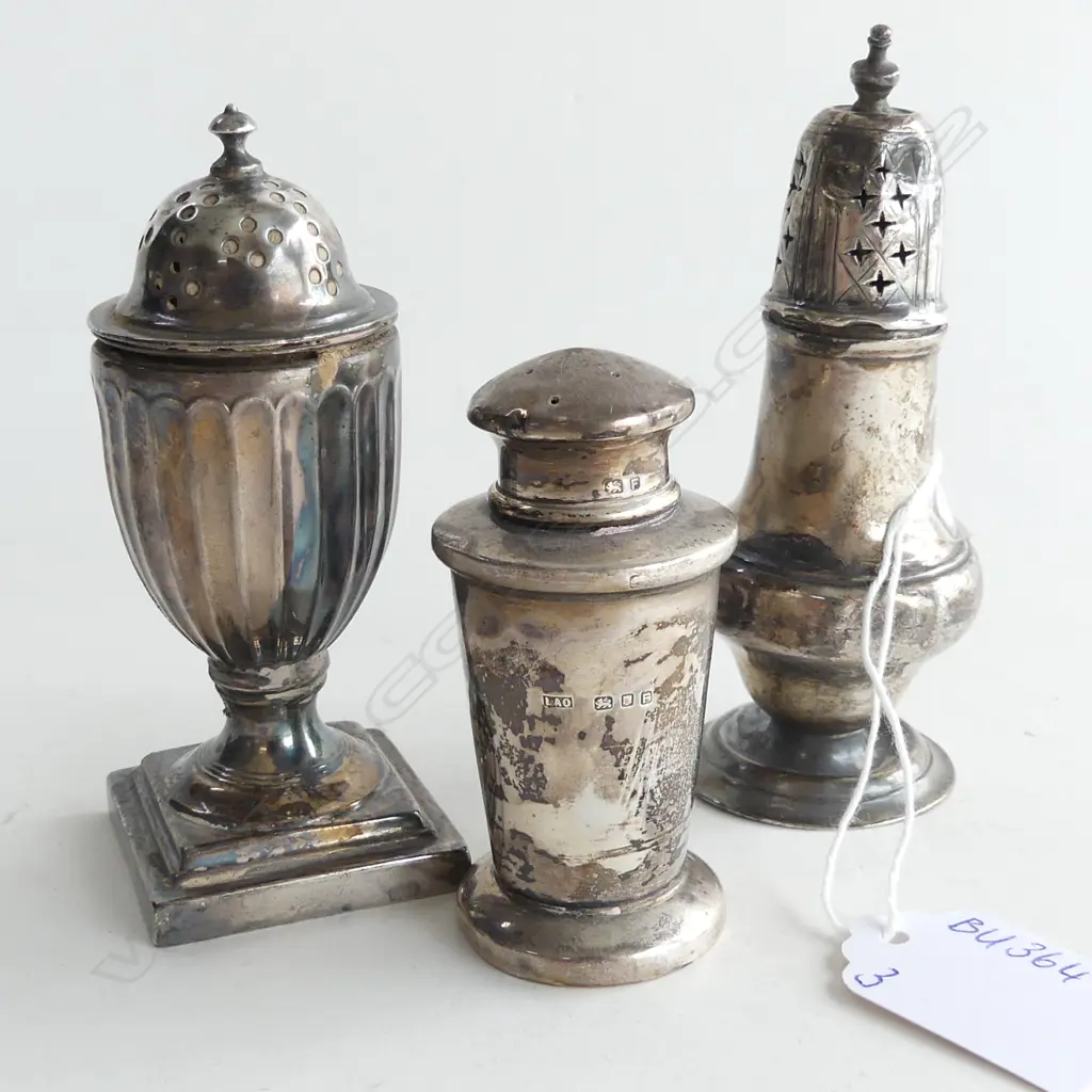 3 ASST PEPPER POTS INC. GEORGIAN & VICTORIAN  113.6GMS Image 1++