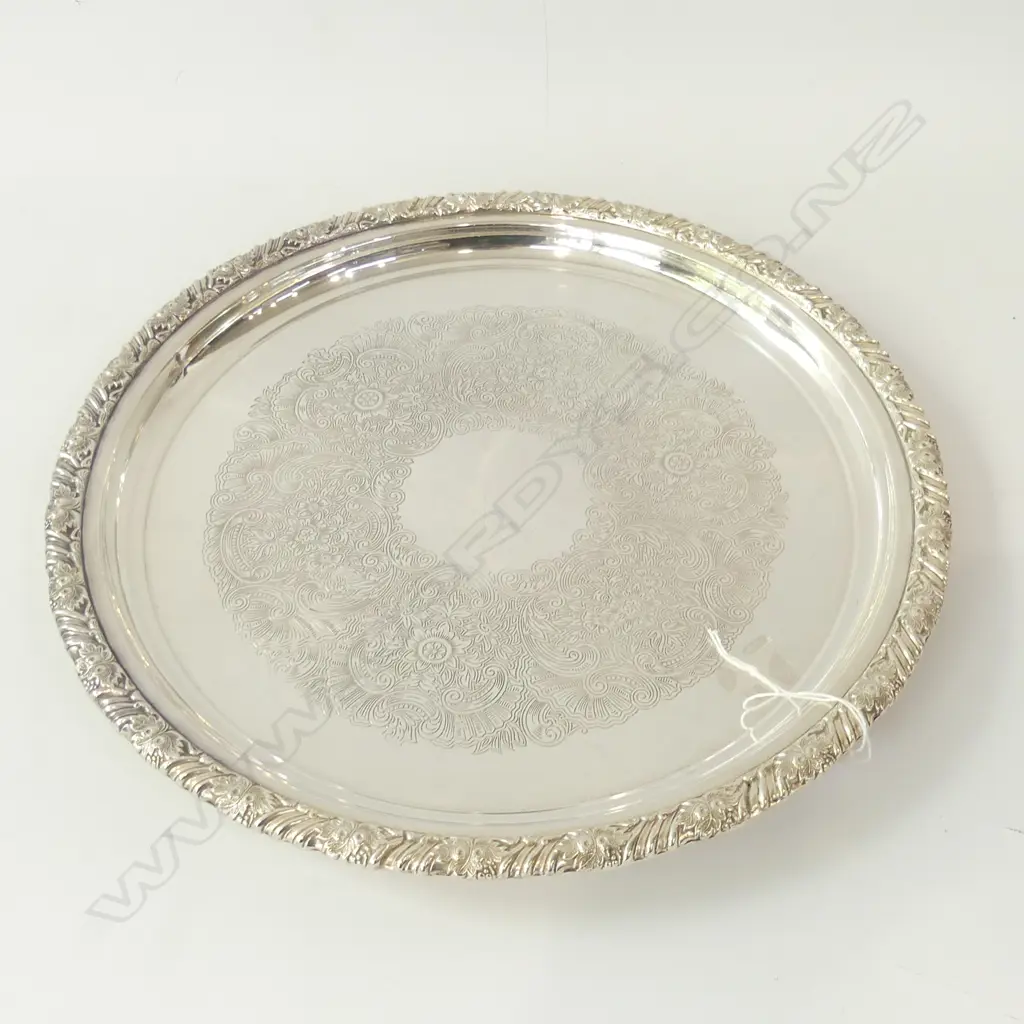 HEAVY ROUND SILVER PLATE TRAY DIA 355MM Image 1++