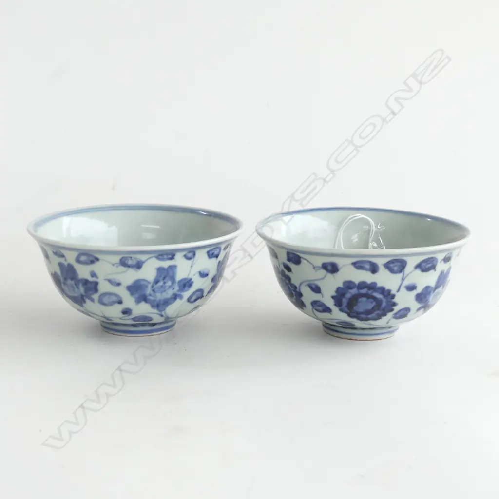 PR SMALL BLUE & WHITE ORIENTAL RICE BOWLS DIA 115MM Image 1++