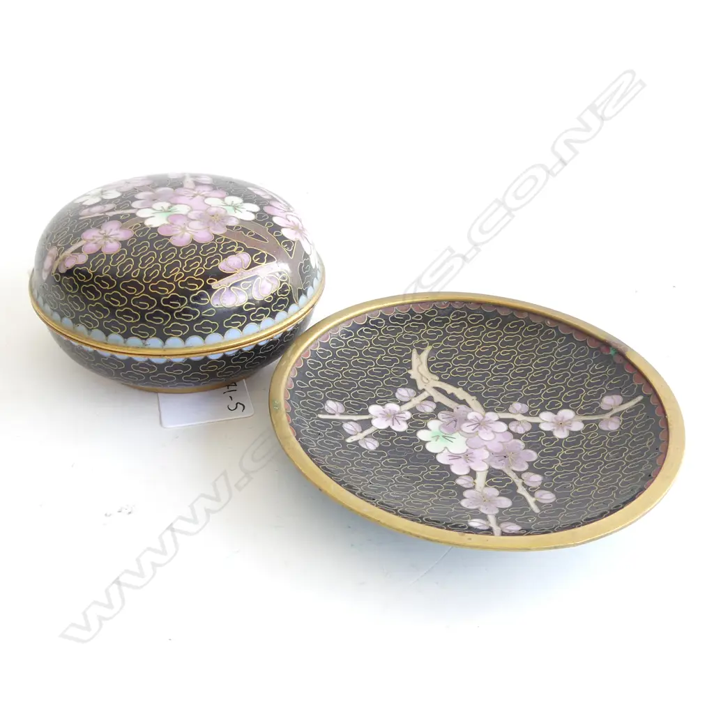 (20747) CLOISONNE TRINKET BOX D. 85mm & PIN DISH D. 100mm Image 1++