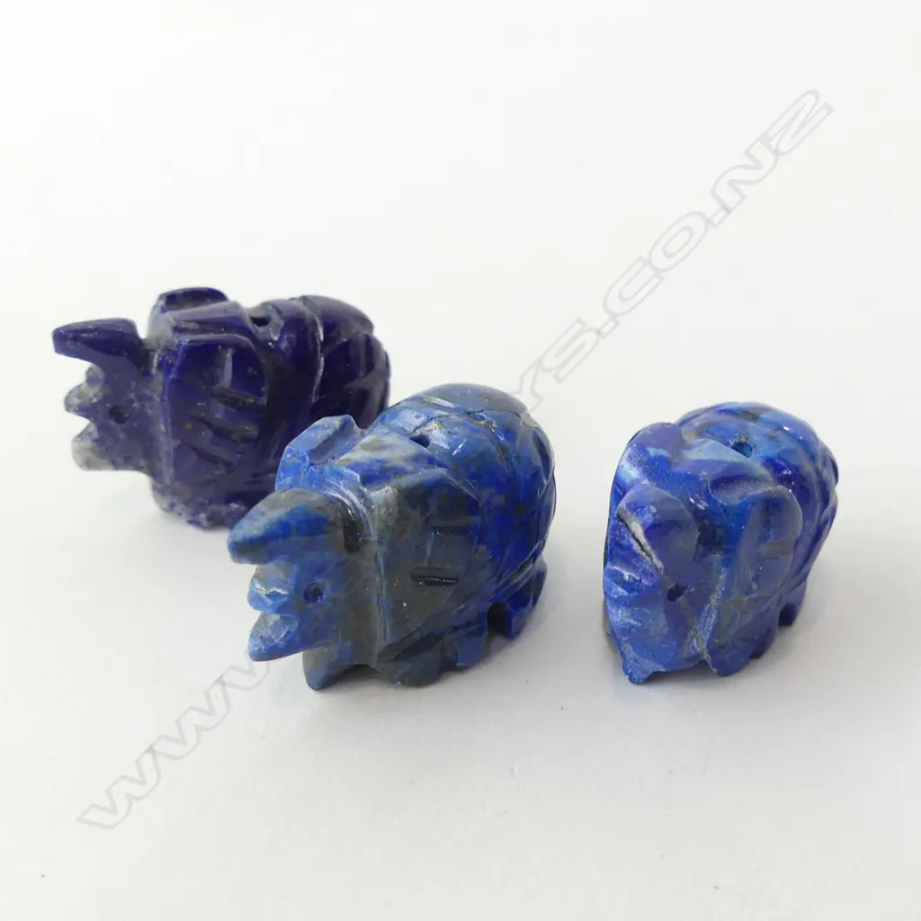 3 MINIATURE LAPIS LAZULI ELEPHANTS L 25MM Image 1++