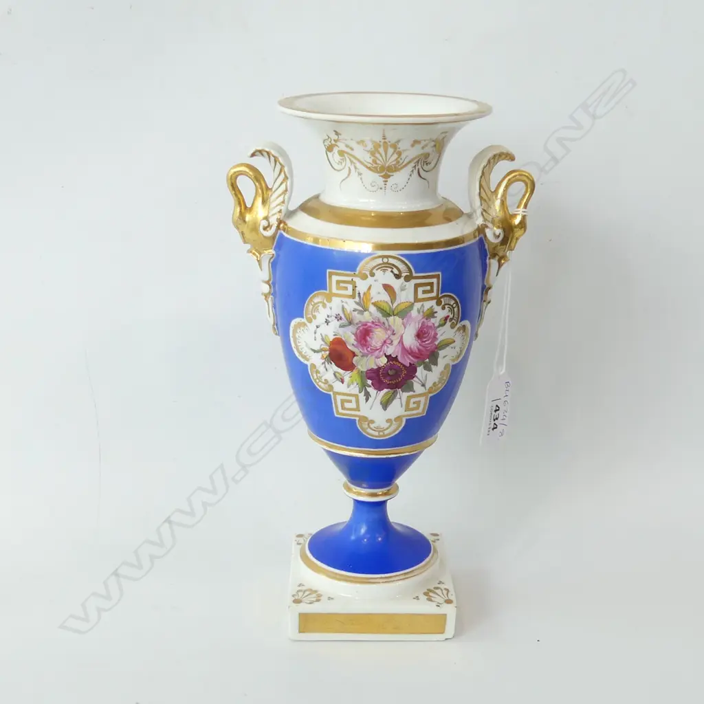 REGENCY BLUE PAINTED BALUSTER VASE H.240mm Image 1++